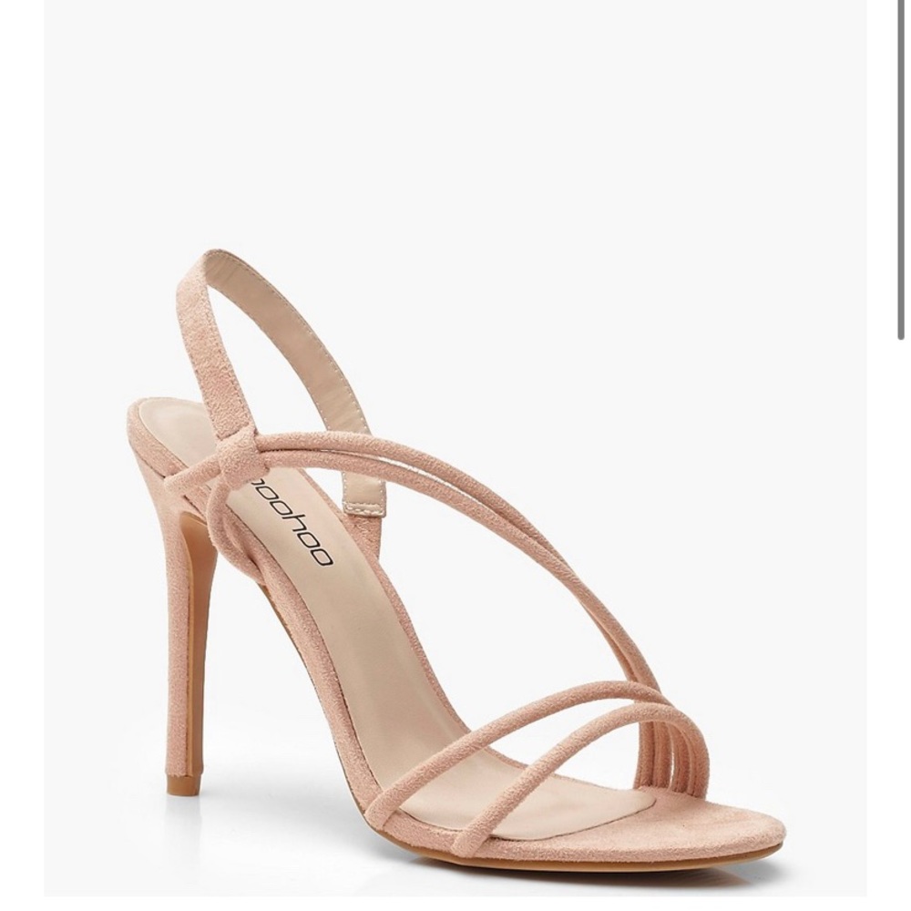 Asymmetric Dusty Pink Strappy Heel